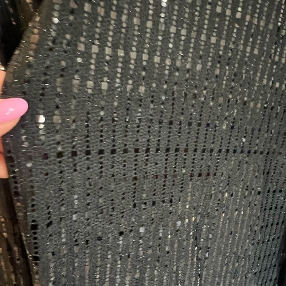 Anne Klein Plus Size 2X Black Sequin Open Cardigan Long Line Formal - Picture 4 of 6